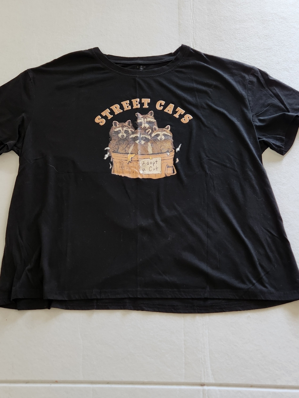 Street Cats Black Graphic Raccoon T-Shirt Size 3XL - Picture 1 of 6